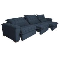 Sofá Retrátil E Reclinável 4,12m Com Molas Ensacadas Cama Inbox Aconchego Tecido Velusoft Azul - 3