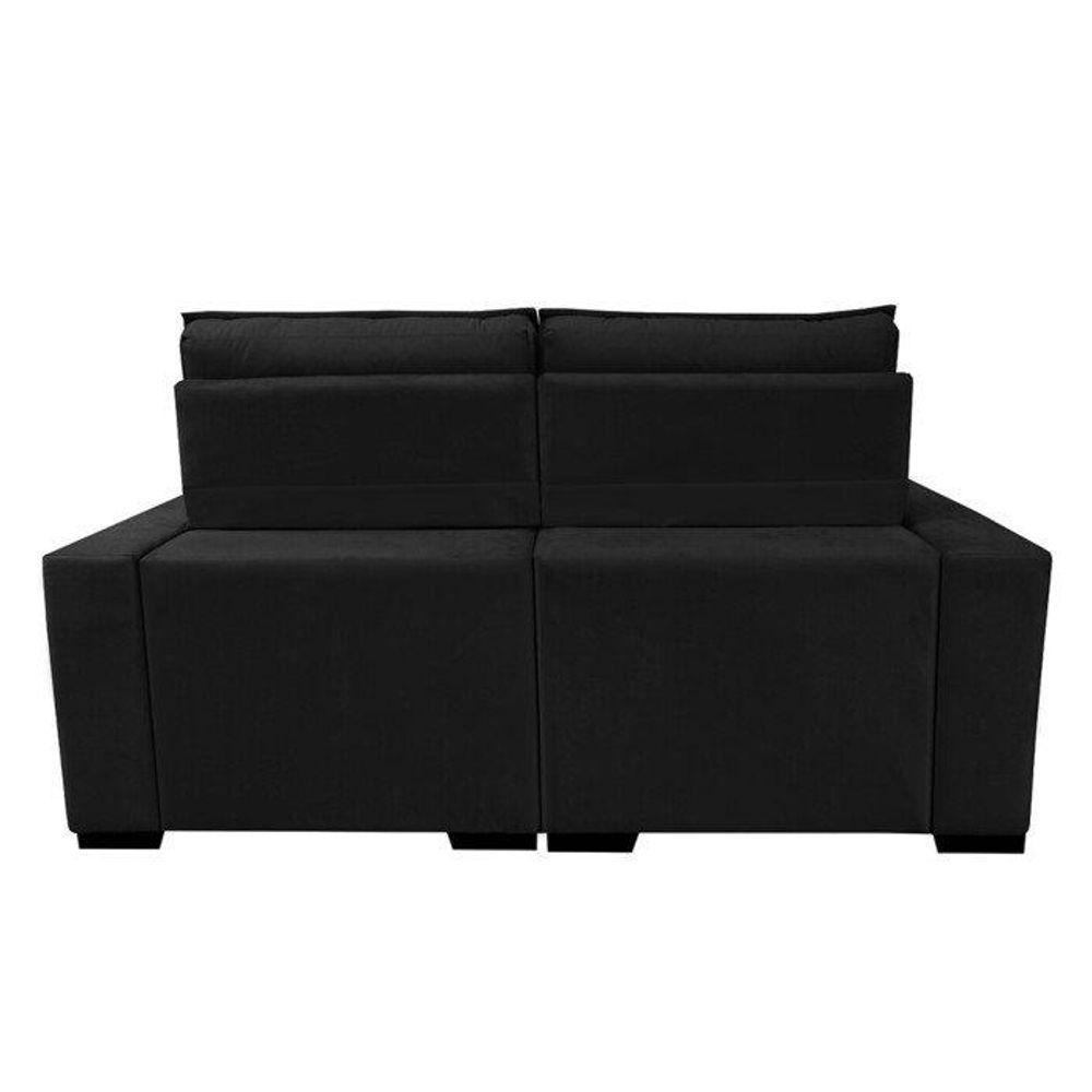 Sofá Retrátil E Reclinável 1,80m Molas Ensacadas E Costura Tripla Cama Inbox Japão Velusoft Preto - 4