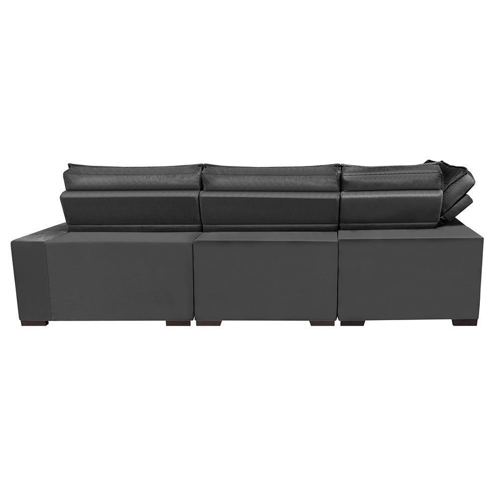 Sofá De Canto Retrátil E Reclinável Esquerdo 3,00x2,36m Molas Cama Inbox Espanha Velusoft Cinza - 4