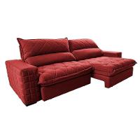 Sofá Retrátil E Reclinável 2,55m Molas Ensacadas Cama Inbox Elegance Com Thermogel Velusoft Vermelho - 2