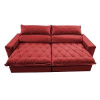 Sofá Retrátil E Reclinável 2,55m Molas Ensacadas Cama Inbox Elegance Com Thermogel Velusoft Vermelho - 5