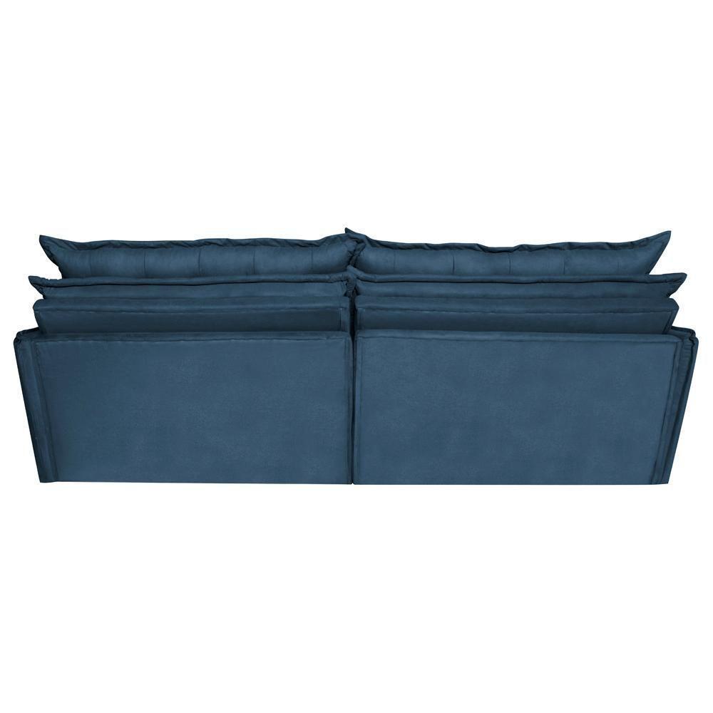 Sofá Sem Caixa Retrátil Reclinável 2,95m Cama Inbox Versátil Com Pillow Top E Molas Velusoft Azul - 3