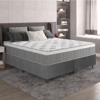 Cama Box Casal Queen Colchão Molas Ensacadas ômega 158x198x70cm Cinza / Branco Hellen