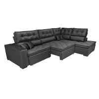 Sofá De Canto Retrátil E Reclinável Direito 3,00x2,36m Molas Cama Inbox Espanha Velusoft Cinza - 2