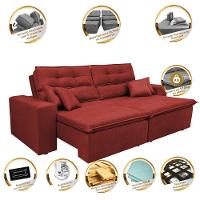 Sofá Cairo 2,02m Retrátil, Reclinável Tecido Suede Vermelho - 3