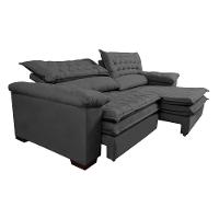 Sofá Retrátil E Reclinável 2,72m Molas Ensacadas Cama Inbox Alemanha Viscoelástico Velusoft Cinza - 2