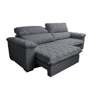 Sofá Retrátil E Reclinável 3,15m Molas Ensacadas Cama Inbox Big Home Bordado 3d Linho Cinza Escuro - 3
