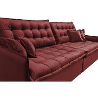 Sofá Sem Caixa Retrátil E Reclinável 1,55m Cama Inbox Versátil Suede Velusoft Vermelho - 5