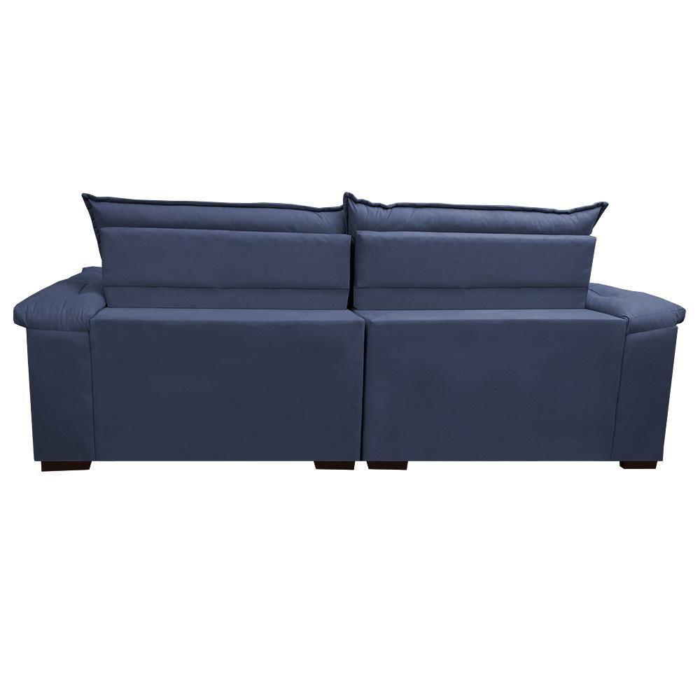 Sofá Retrátil E Reclinável 2,72m Molas Ensacadas Cama Inbox Alemanha Viscoelástico Velusoft Azul - 4