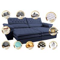 Sofá Retrátil E Reclinável 2,72m Molas Ensacadas Cama Inbox Alemanha Viscoelástico Velusoft Azul - 7