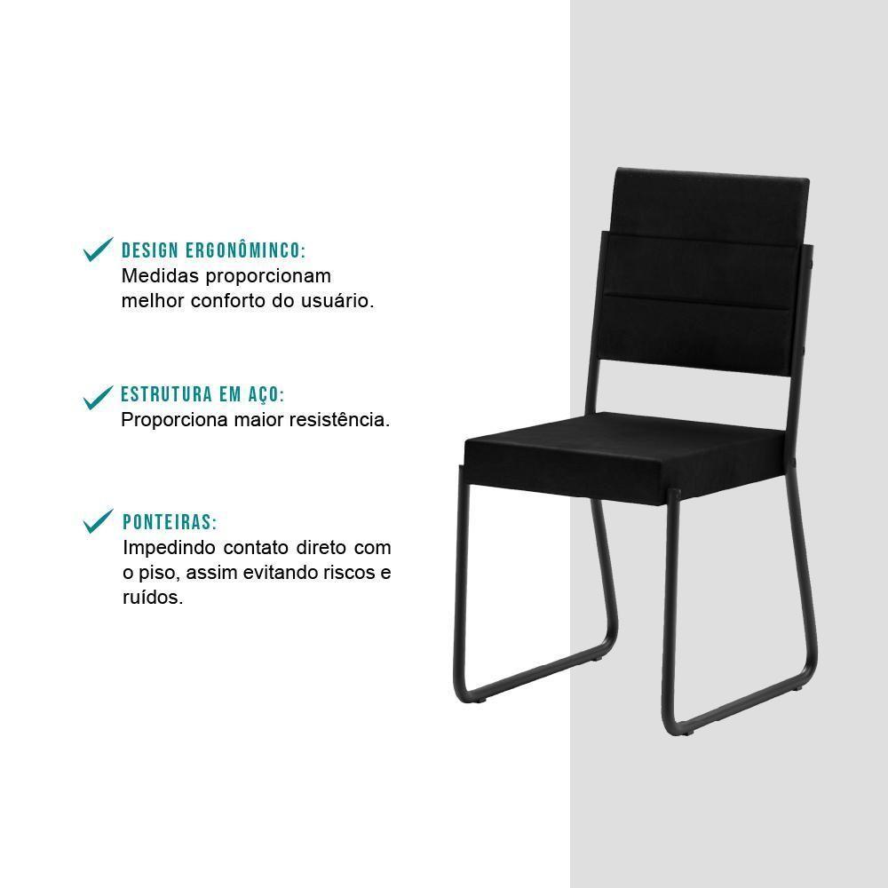Conjunto 2 Cadeiras Tubo Preto Com Napa Preta Carraro - 3