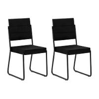Conjunto 2 Cadeiras Tubo Preto Com Napa Preta Carraro - 1