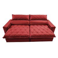 Sofá Retrátil E Reclinável 2,75m Molas Ensacadas Cama Inbox Elegance Com Thermogel Velusoft Vermelho - 5