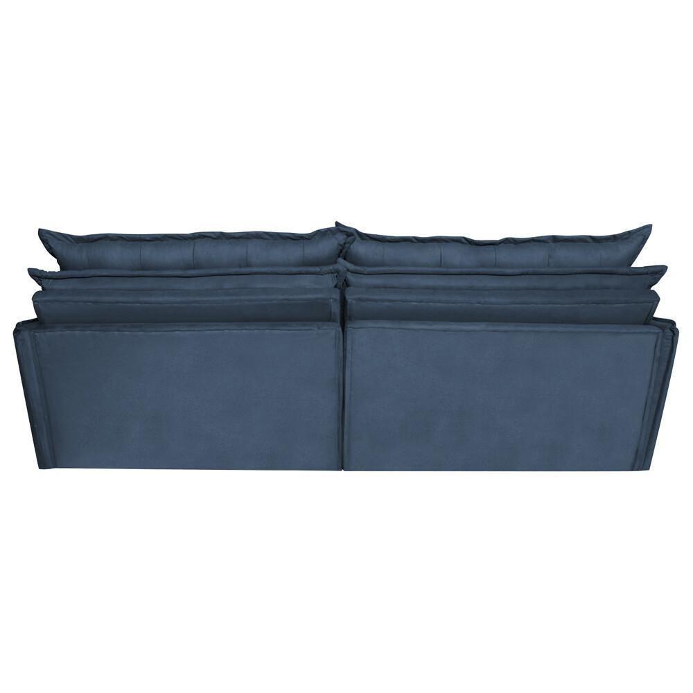 Sofá Sem Caixa Retrátil E Reclinável 1,95m Cama Inbox Versátil Suede Velusoft Azul - 3