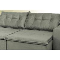 Sofá Austrália 2,12 Mts Retrátil, Reclinável Com Molas E Pillow No Assento Tecido Suede Cinza - 2