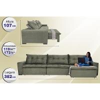 Sofá Austrália 3,82 Mts Retrátil, Reclinável Com Molas E Pillow No Assento Tecido Suede Cinza - 5