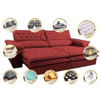 Sofá Retrátil E Reclinável 2,72m Molas Ensacadas Cama Inbox Alemanha Viscoelástico Velusoft Vermelho - 7