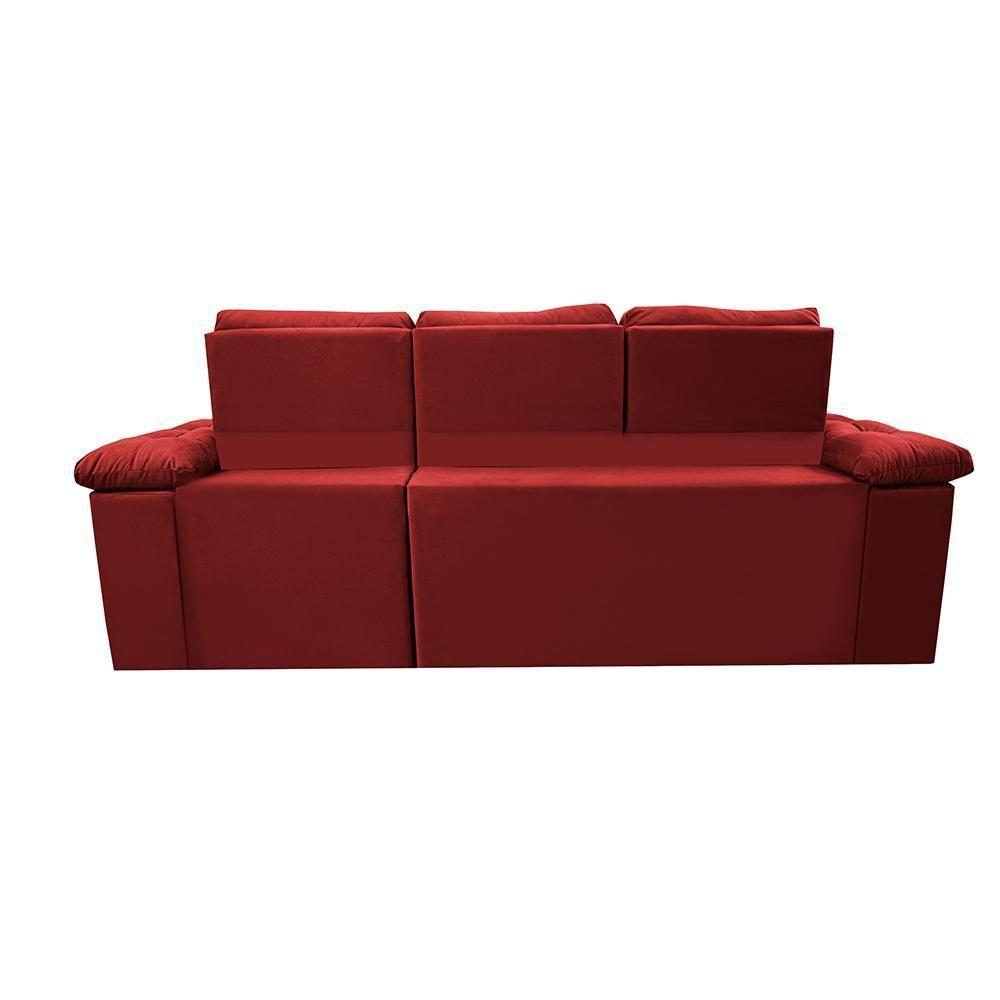 Sofa Itália 2,40 Mts Retrátil E Reclinavel Tecido Suede Vermelho - Cama Inbox - 4