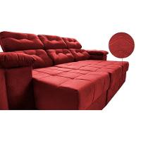 Sofa Itália 2,40 Mts Retrátil E Reclinavel Tecido Suede Vermelho - Cama Inbox - 6
