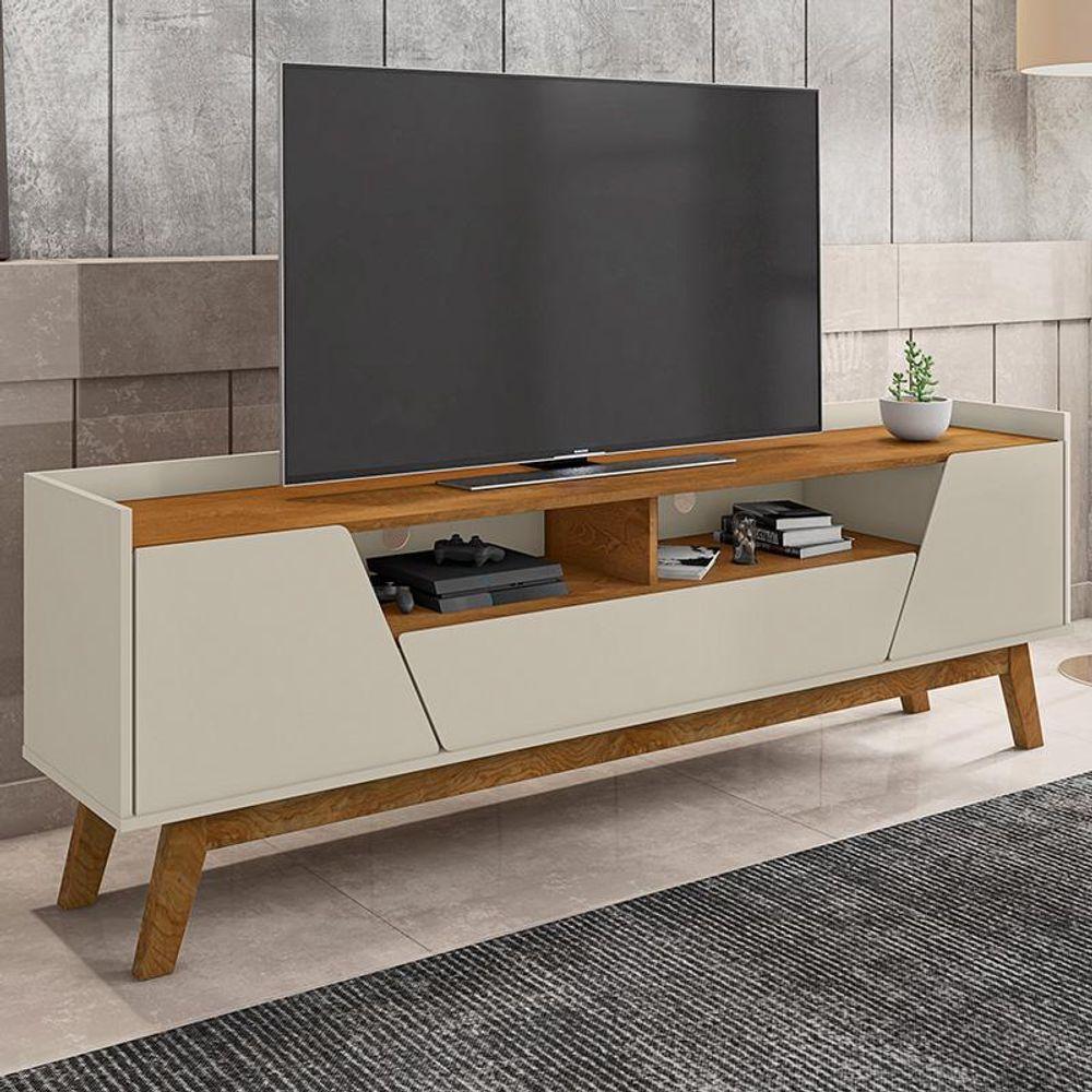 Rack Sala Florença Para Tv Até 70 Polegadas Com Pés Madeira Off White/naturale Off White/naturale - 1