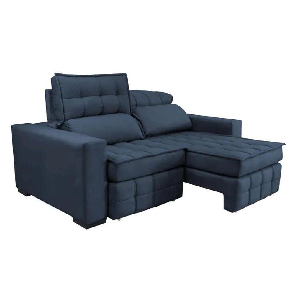 Sofá Retrátil E Reclinável 1,80m Molas Ensacadas E Costura Tripla Cama Inbox Japão Velusoft Azul - 2
