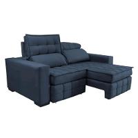 Sofá Retrátil E Reclinável 1,80m Molas Ensacadas E Costura Tripla Cama Inbox Japão Velusoft Azul - 2