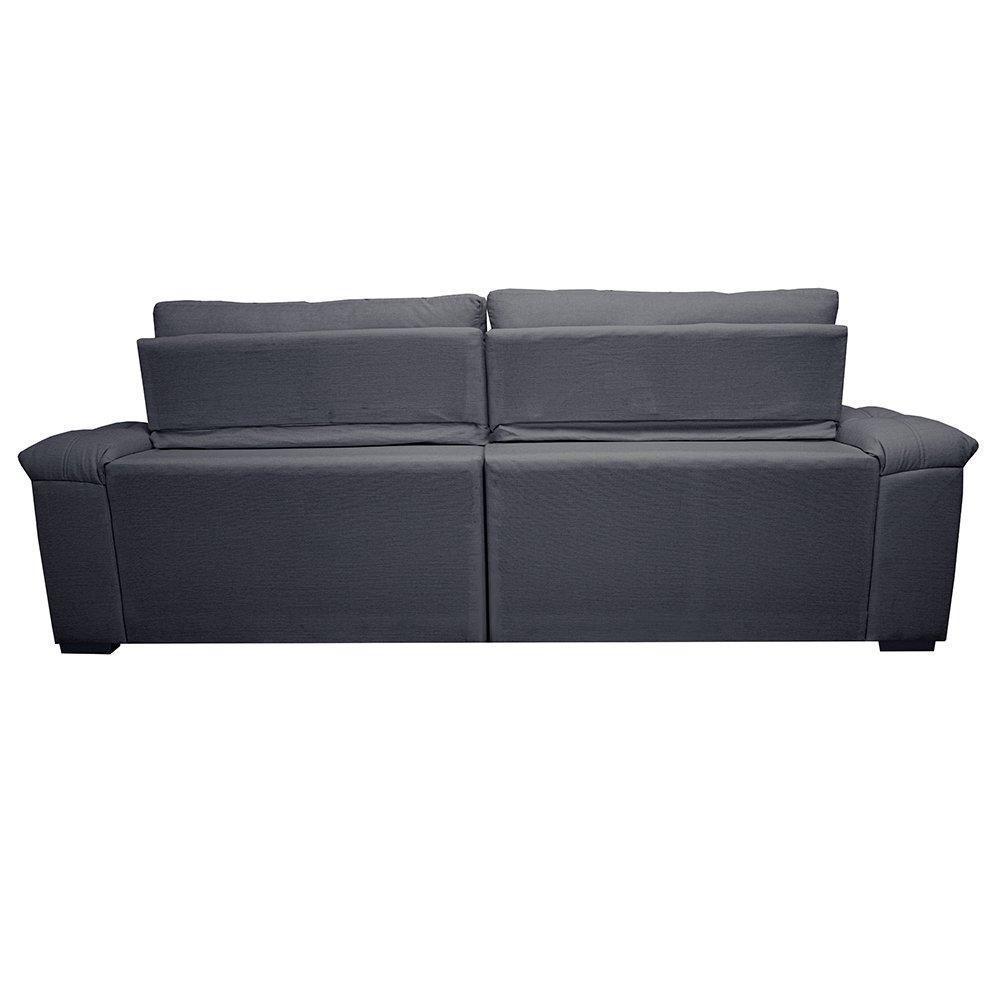 Sofá Retrátil E Reclinável 2,75m Molas Ensacadas Cama Inbox Big Home Bordado 3d Linho Cinza Escuro - 4