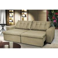 Sofá Austrália 2,92 Mts Retrátil, Reclinável Com Molas E Pillow No Assento Tecido Suede Castor - 1