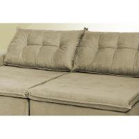 Sofá Austrália 2,92 Mts Retrátil, Reclinável Com Molas E Pillow No Assento Tecido Suede Castor - 2