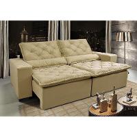 Sofá Lisboa 3,12m Retrátil, Reclinável Com Molas No Assento Tecido Suede Velusoft Bege - Cama Inbox - 1