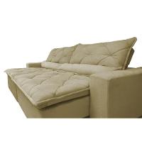 Sofá Lisboa 3,12m Retrátil, Reclinável Com Molas No Assento Tecido Suede Velusoft Bege - Cama Inbox - 6
