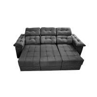 Sofa Itália 2,40 Mts Retrátil E Reclinavel Tecido Suede Cinza - Cama Inbox - 5