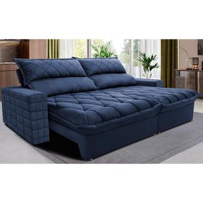Sofá Retrátil E Reclinável 3,15m Molas Ensacadas Cama Inbox Elegance Com Thermogel Velusoft Azul