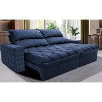 Sofá Retrátil E Reclinável 3,15m Molas Ensacadas Cama Inbox Elegance Com Thermogel Velusoft Azul - 1