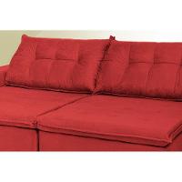 Sofá Austrália 2,12 Mts Retrátil, Reclinável Com Molas E Pillow No Assento Tecido Suede Vermelho - 2