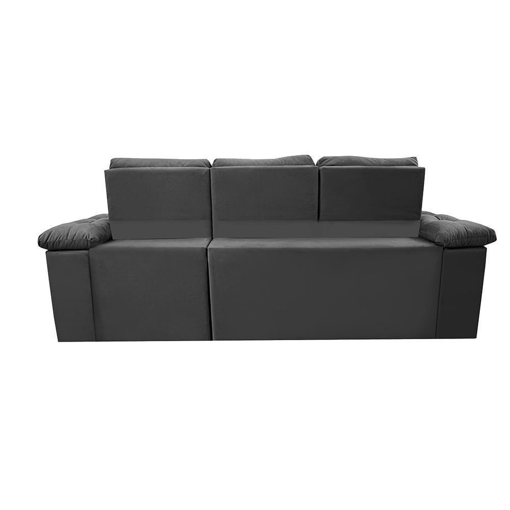 Sofa Itália 2,80 Mts Retrátil E Reclinavel Tecido Suede Cinza - Cama Inbox - 4