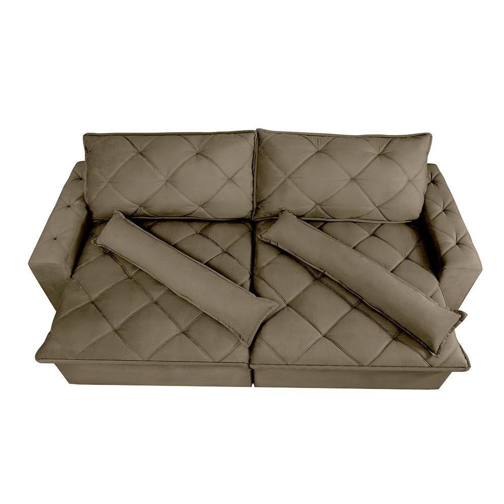 Sofá Lisboa 3,12m Retrátil, Reclinável Com Molas No Assento Tecido Suede Velusoft Castor - 6