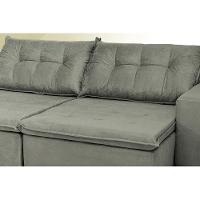 Sofá Austrália 2,52 Mts Retrátil, Reclinável Com Molas E Pillow No Assento Tecido Suede Cinza - 2