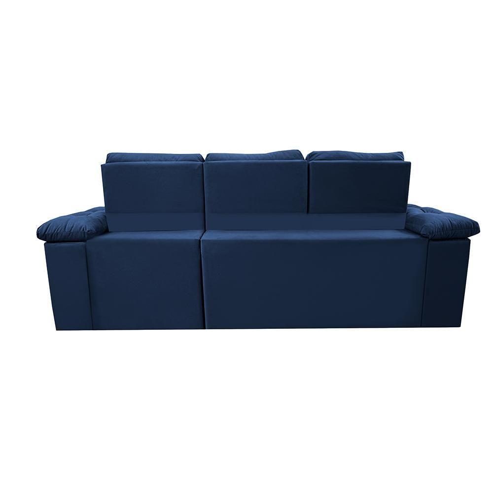 Sofa Itália 2,00 Mts Retrátil E Reclinavel Tecido Suede Azul - Cama Inbox - 4