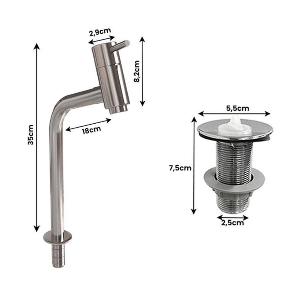 Cuba Pia Banheiro Serena Torneira Dl08 Valvula Abs Branco - 2