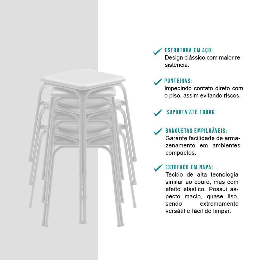 Conjunto Mesa Extensível Com 4 Banquetas Branco Carraro - 7