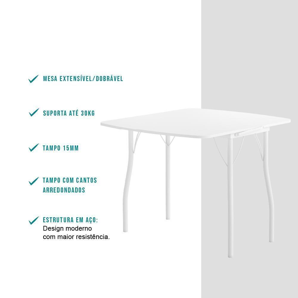 Conjunto Mesa Extensível Com 4 Banquetas Branco Carraro - 8