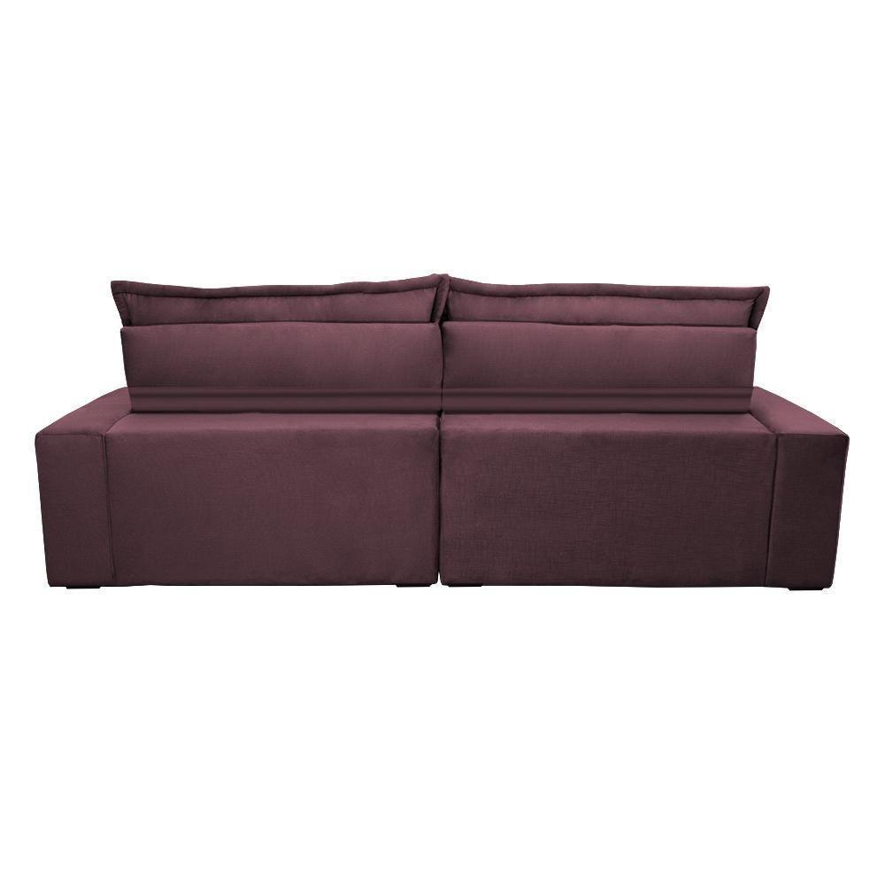 Sofa Retrátil E Reclinável 2,92m Com Molas Ensacadas Cama Inbox Soft Tecido Suede Vinho - 3