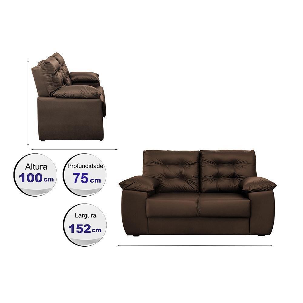 Sofá Luxemburgo 2 Lugares 1,52m Tecido Courino Marrom - 5