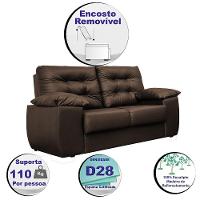 Sofá Luxemburgo 2 Lugares 1,52m Tecido Courino Marrom