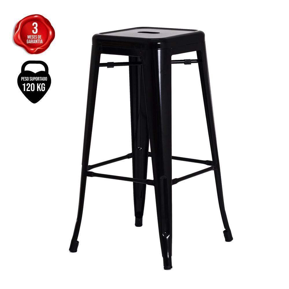 Banqueta Alta Bar Balcão Bancada Pub Bistrô Cozinha Americana Tolix Industrial Preta - 2