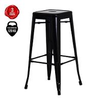 Banqueta Alta Bar Balcão Bancada Pub Bistrô Cozinha Americana Tolix Industrial Preta - 2