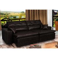 Sofá Tourino 2,52m Retrátil Reclinável, Molas E Pillow No Assento Tecido Courino Café Cama Inbox - 1