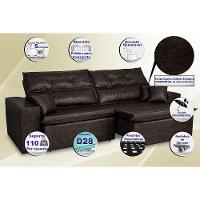 Sofá Tourino 2,52m Retrátil Reclinável, Molas E Pillow No Assento Tecido Courino Café Cama Inbox - 2