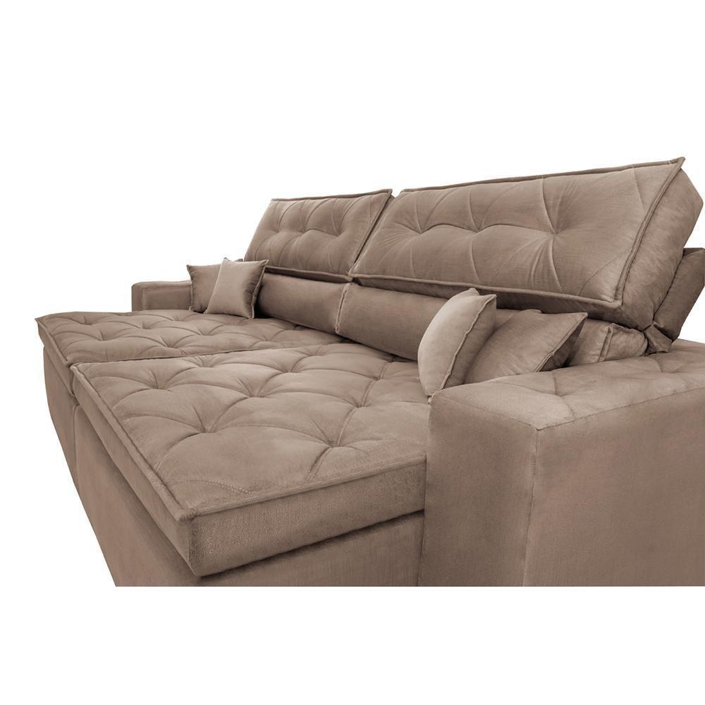Sofá Austin 2,22m Retrátil, Reclinável Com Molas No Assento E Almofadas, Suede Castor Cama Inbox - 7